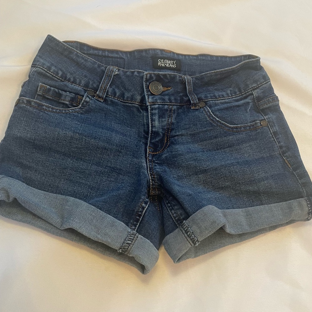 Celebrity Pink Jeans Juniors Blue Jean‎ Shorts, Rolled Cuff, Size 1